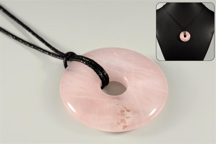 Кулон диск из розового кварца, 3 см - фото 5082
